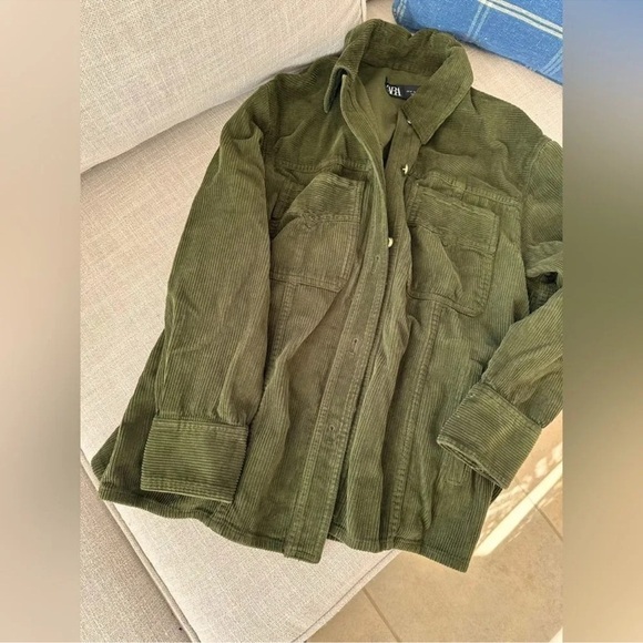 Zara Green Corduroy Pocket Jacket M size NWOT - Picture 6 of 6